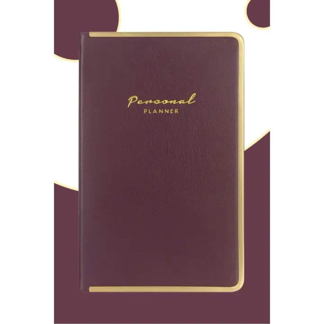 Undated Diary Personal Planner Vegan Cover- Burgundy - Wordkind