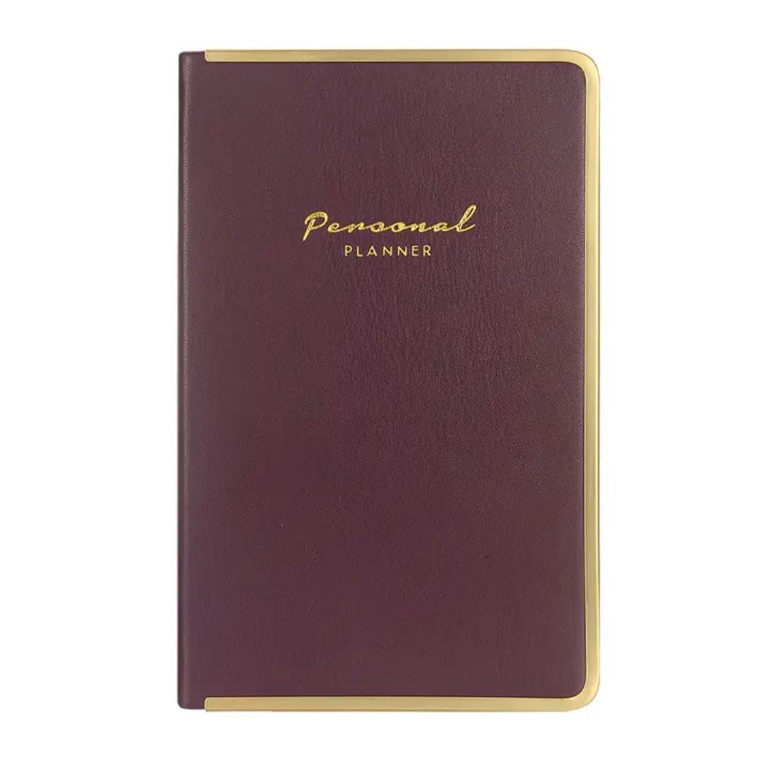 Undated Diary Personal Planner Vegan Cover- Burgundy - Wordkind