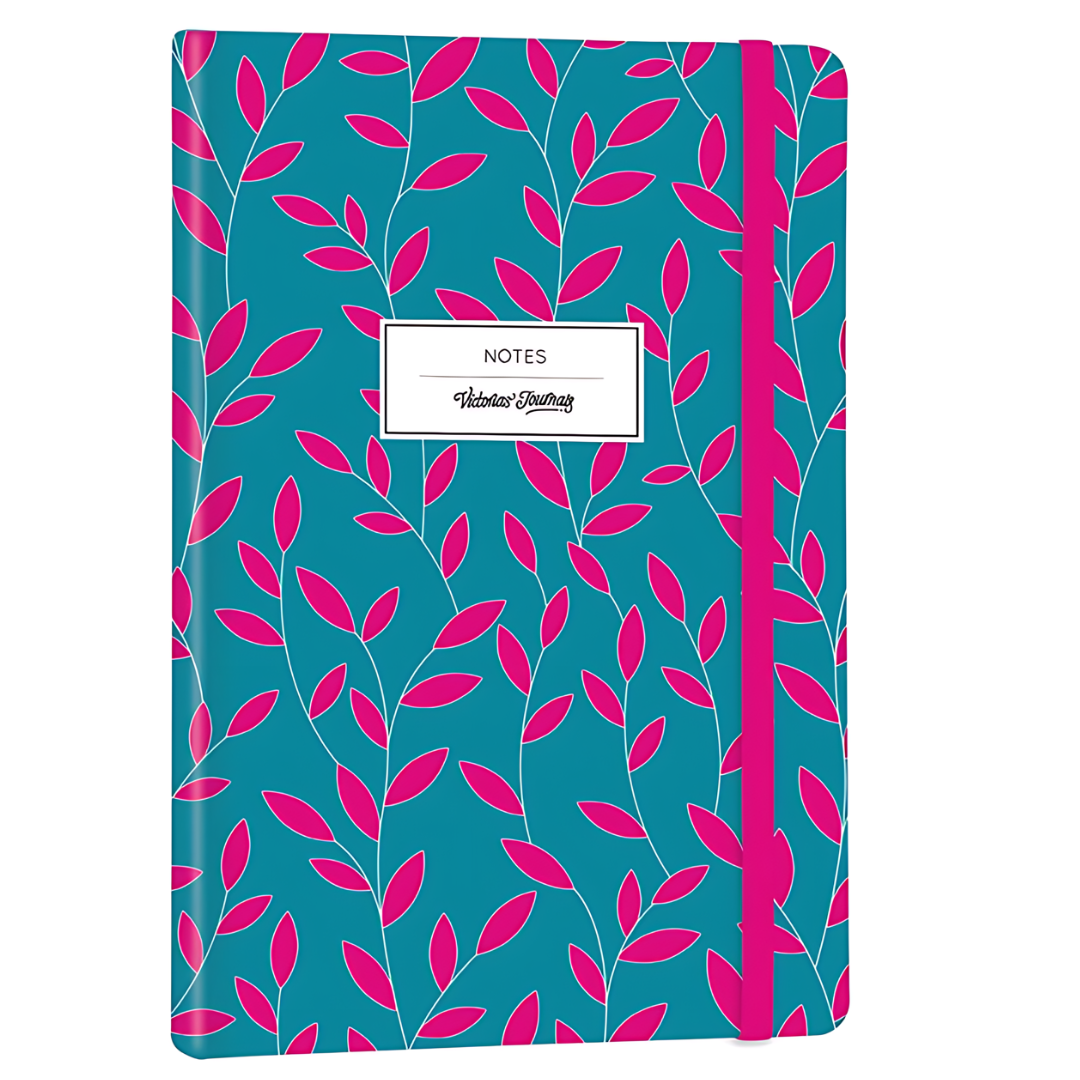 Vegan Leather Hard Cover Journal, Pouch and Pen Gift Set (Turquoise/Pink) - Wordkind