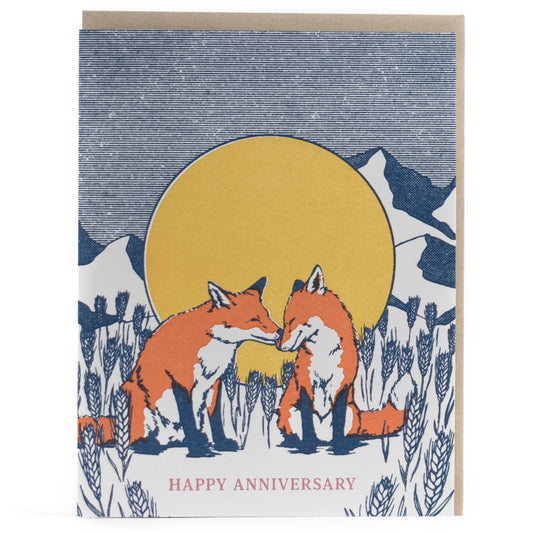Anniversary Foxes in Love Card - Wordkind Stationery Boutique