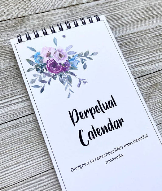 Elegant Perpetual Calendar – Floral Design, Made in Canada - Wordkind Stationery Boutique