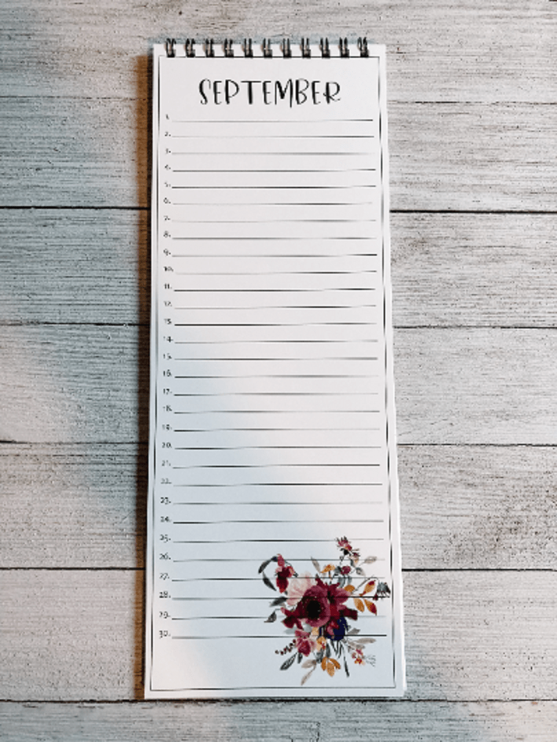 Elegant Perpetual Calendar – Floral Design, Made in Canada - Wordkind Stationery Boutique