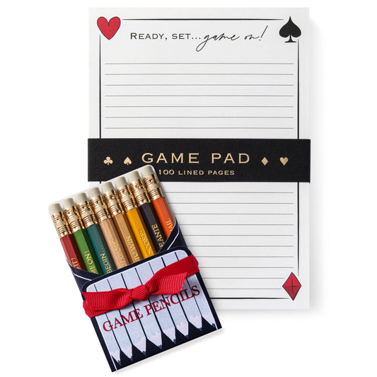 “Game On!” Game Night Notepad + Pencil Set – Karen Adams Designs - Wordkind Stationery Boutique