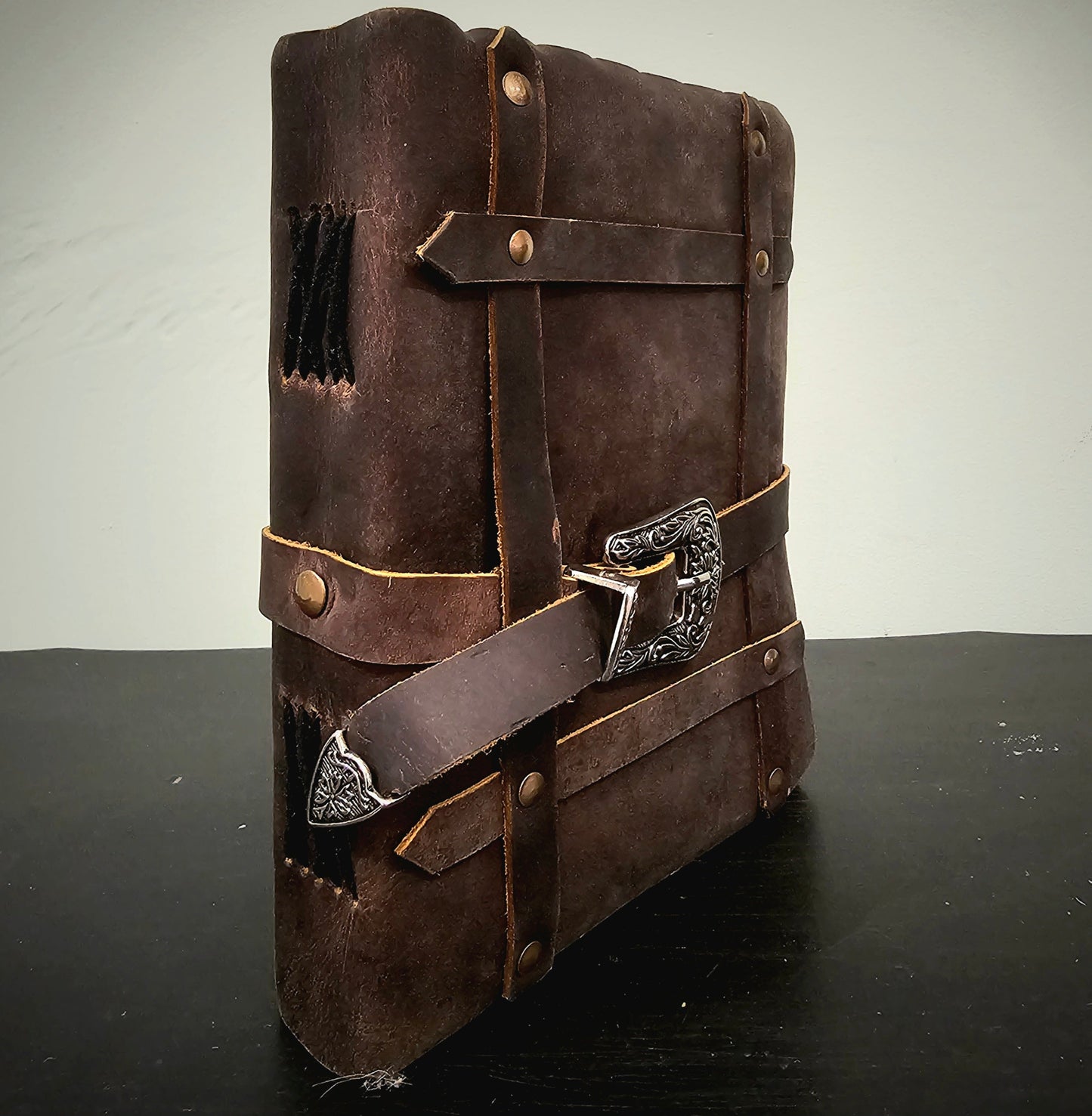 Handmade Leather Journal with Buckle Closure in Aged Mahogany Brown - Wordkind Stationery Boutique