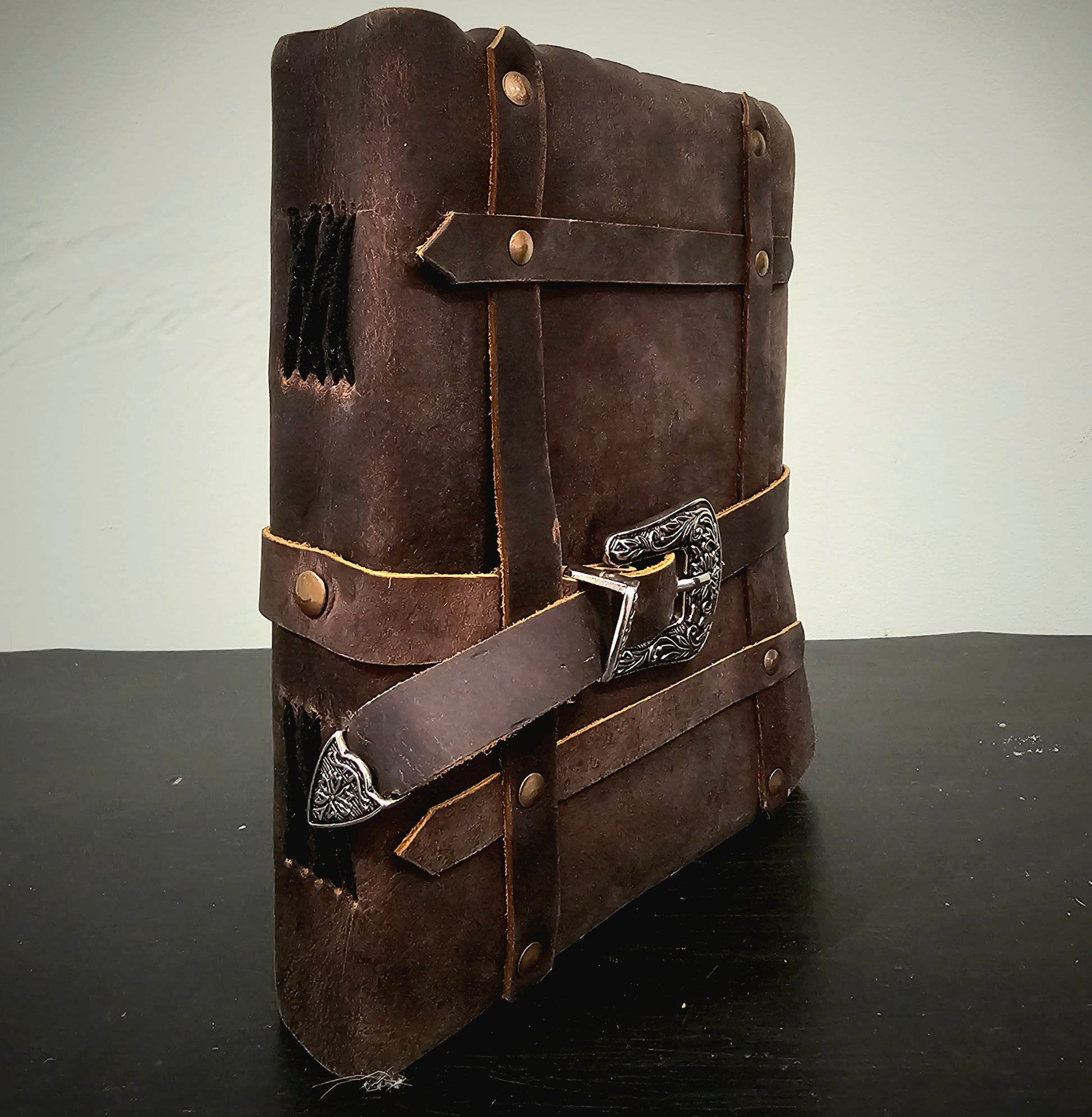 Handmade Leather Journal with Buckle Closure in Aged Mahogany Brown - Wordkind Stationery Boutique
