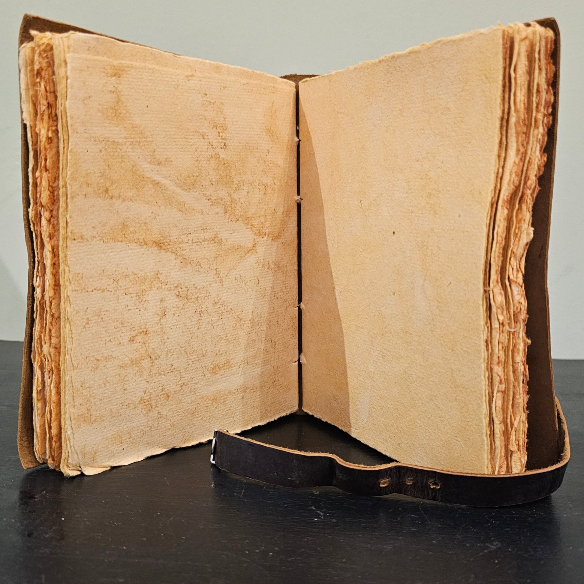 Handmade Leather Journal with Buckle Closure in Aged Mahogany Brown - Wordkind Stationery Boutique