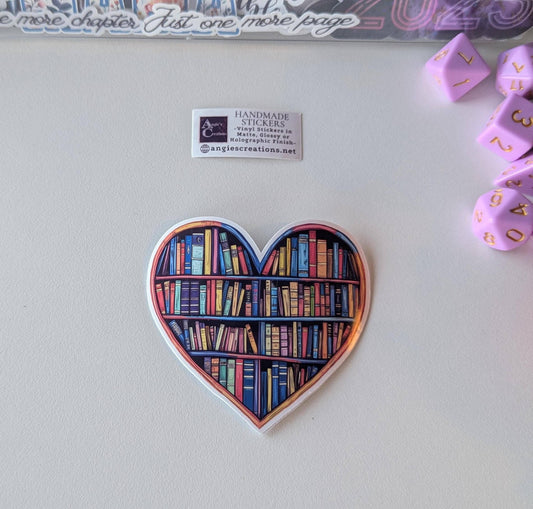 Heart Bookshelf Vinyl Sticker | Made in Canada - Wordkind Stationery Boutique