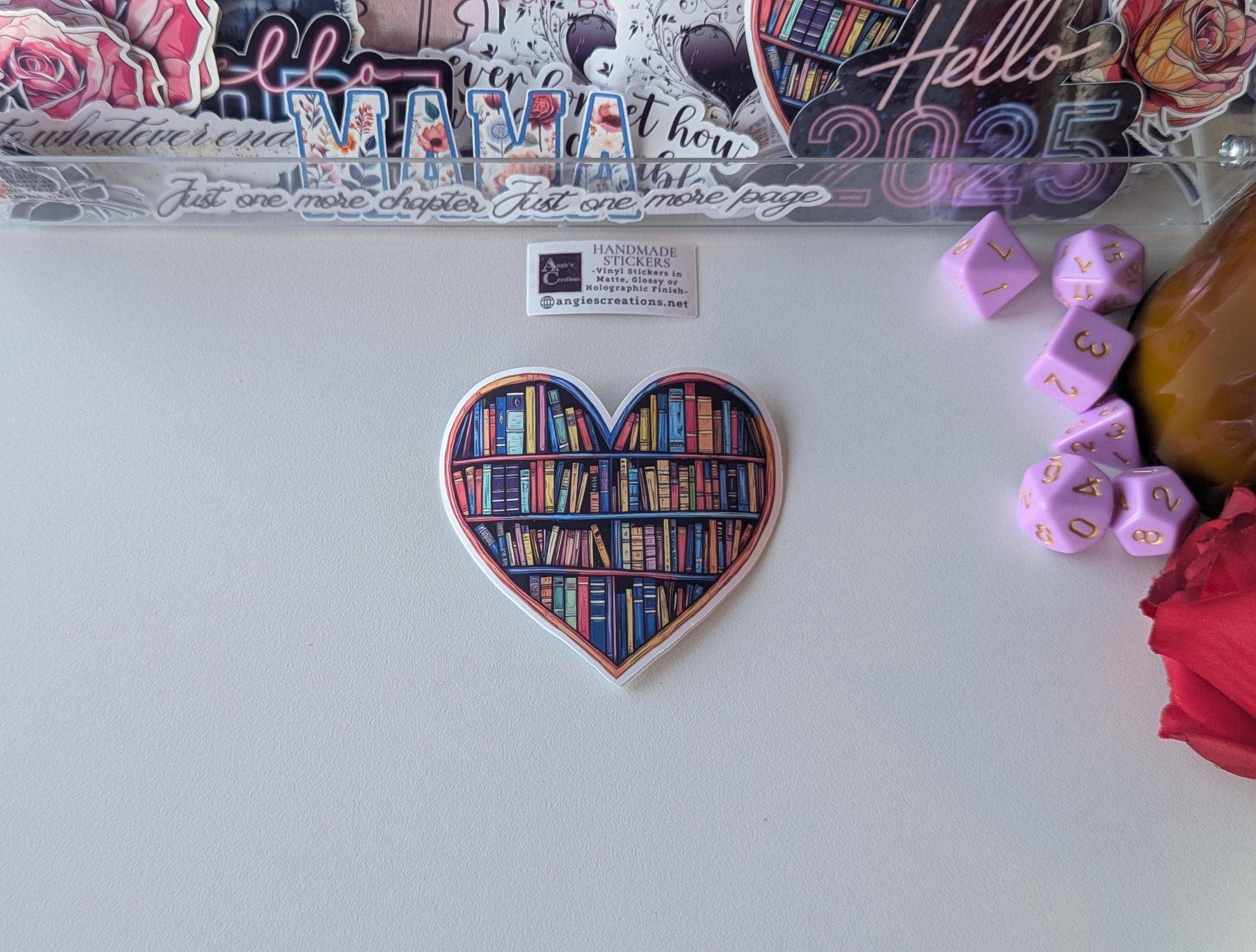 Heart Bookshelf Vinyl Sticker | Made in Canada - Wordkind Stationery Boutique
