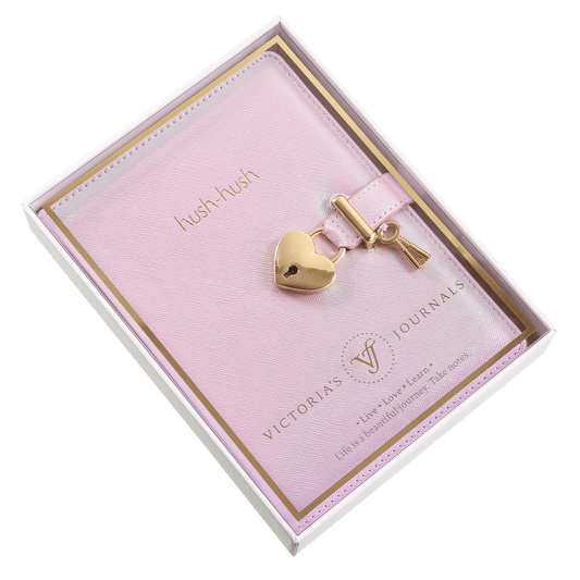 Heart Lock Diary for Girls with Key (Iridescent Pink) - Wordkind Stationery Boutique