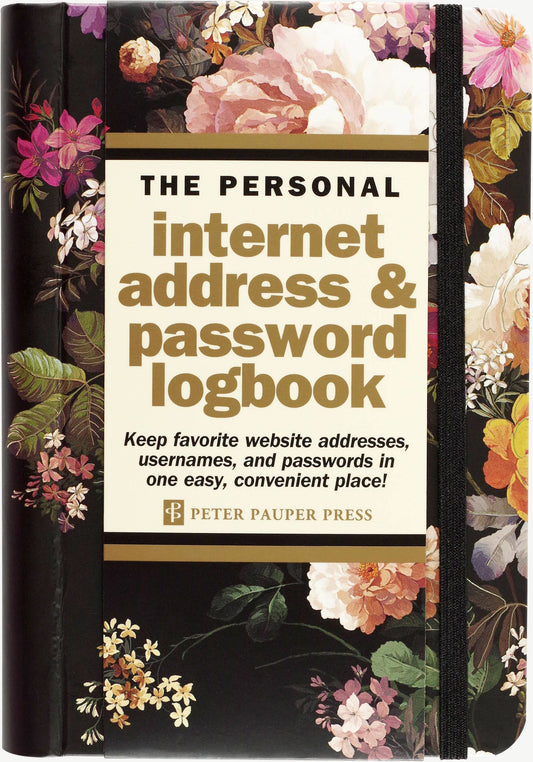 Midnight Floral Internet Address & Password Logbook - Wordkind Stationery Boutique