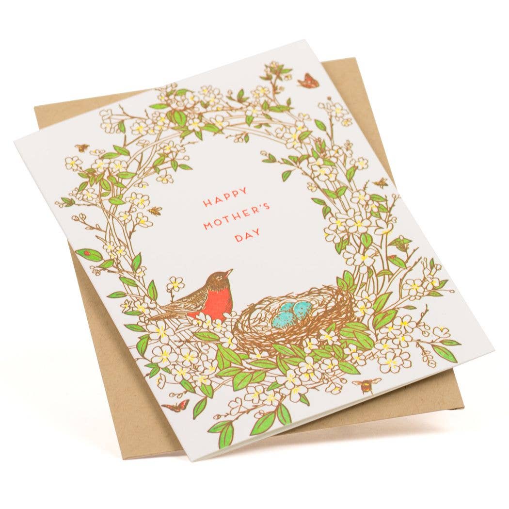 Mother's Day Robin Bird Nest Card - Wordkind Stationery Boutique