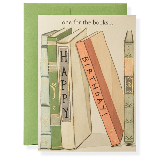 “One for the Books” Birthday Card – Karen Adams Designs - Wordkind Stationery Boutique
