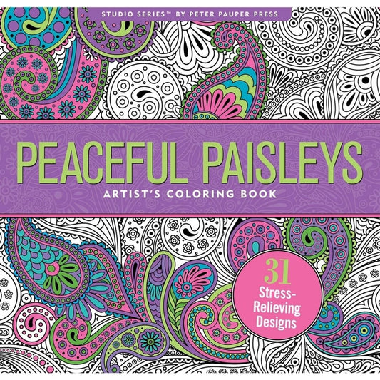 Peaceful Paisleys Artist's Colouring Book | Relaxing Art for All - Wordkind Stationery Boutique