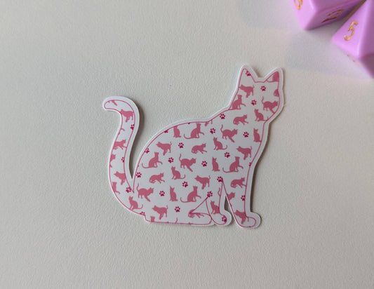 Pink Cat Silhouette Vinyl Sticker | Made in Canada - Wordkind Stationery Boutique