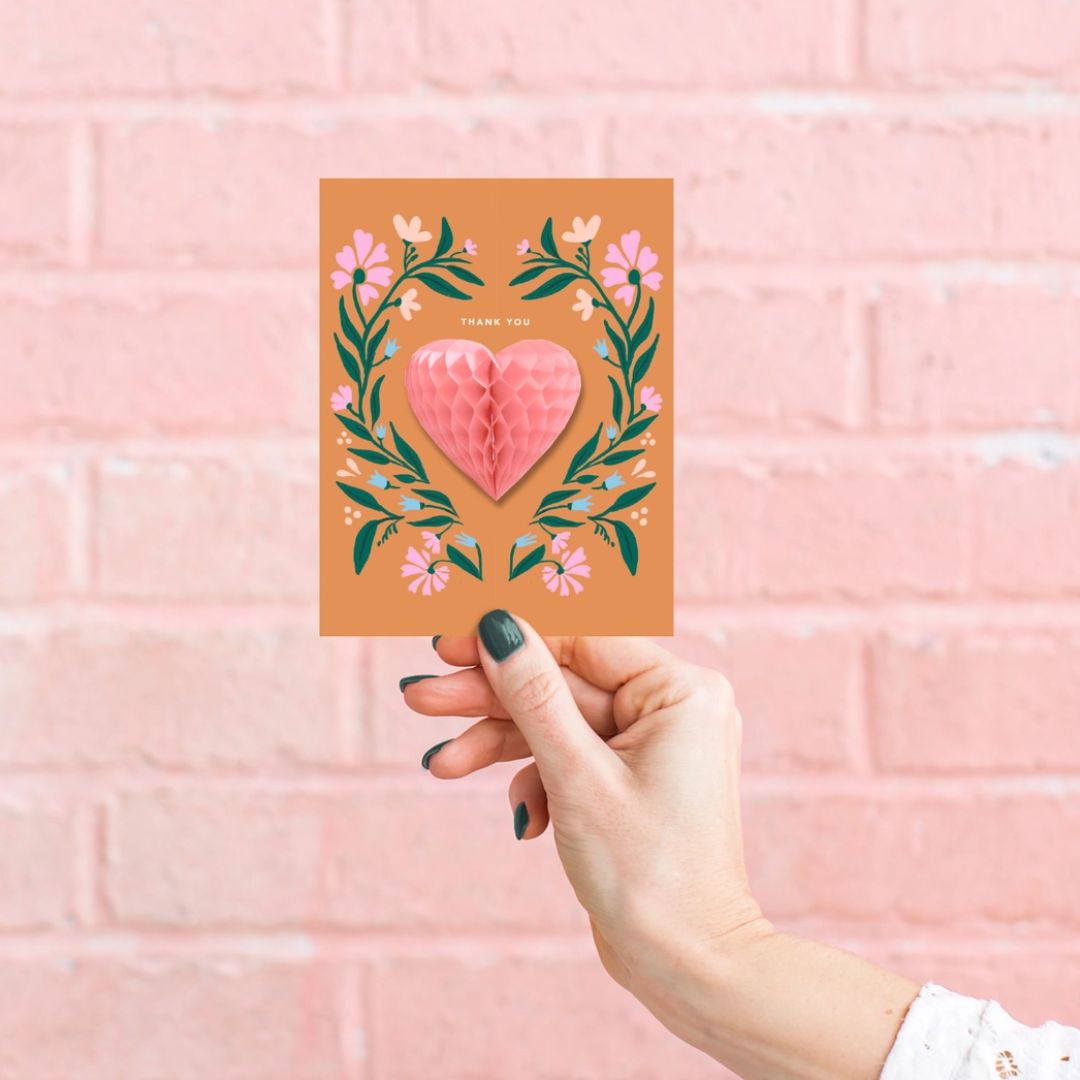 Pop - Up Card - Floral Heart - Thank You Card - Wordkind Stationery Boutique