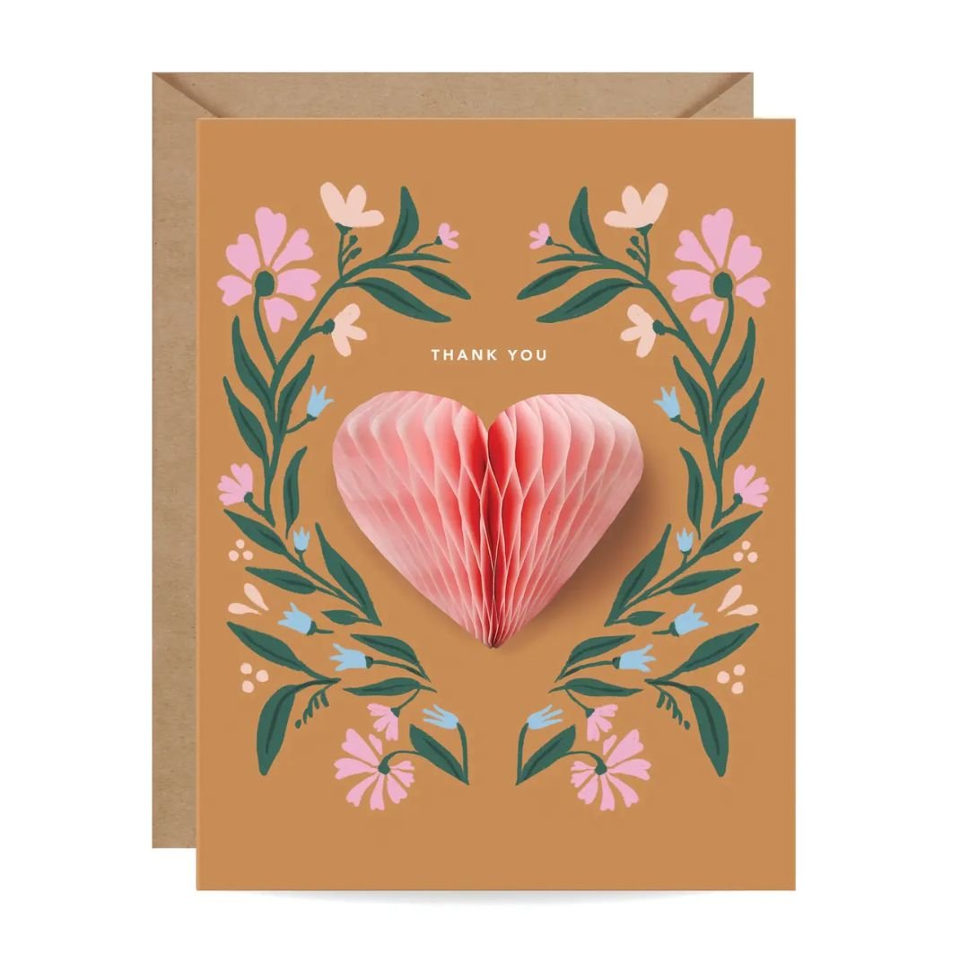 Pop - Up Card - Floral Heart - Thank You Card - Wordkind Stationery Boutique