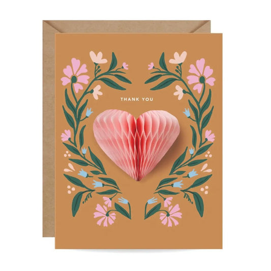 Pop - Up Card - Floral Heart - Thank You Card - Wordkind Stationery Boutique