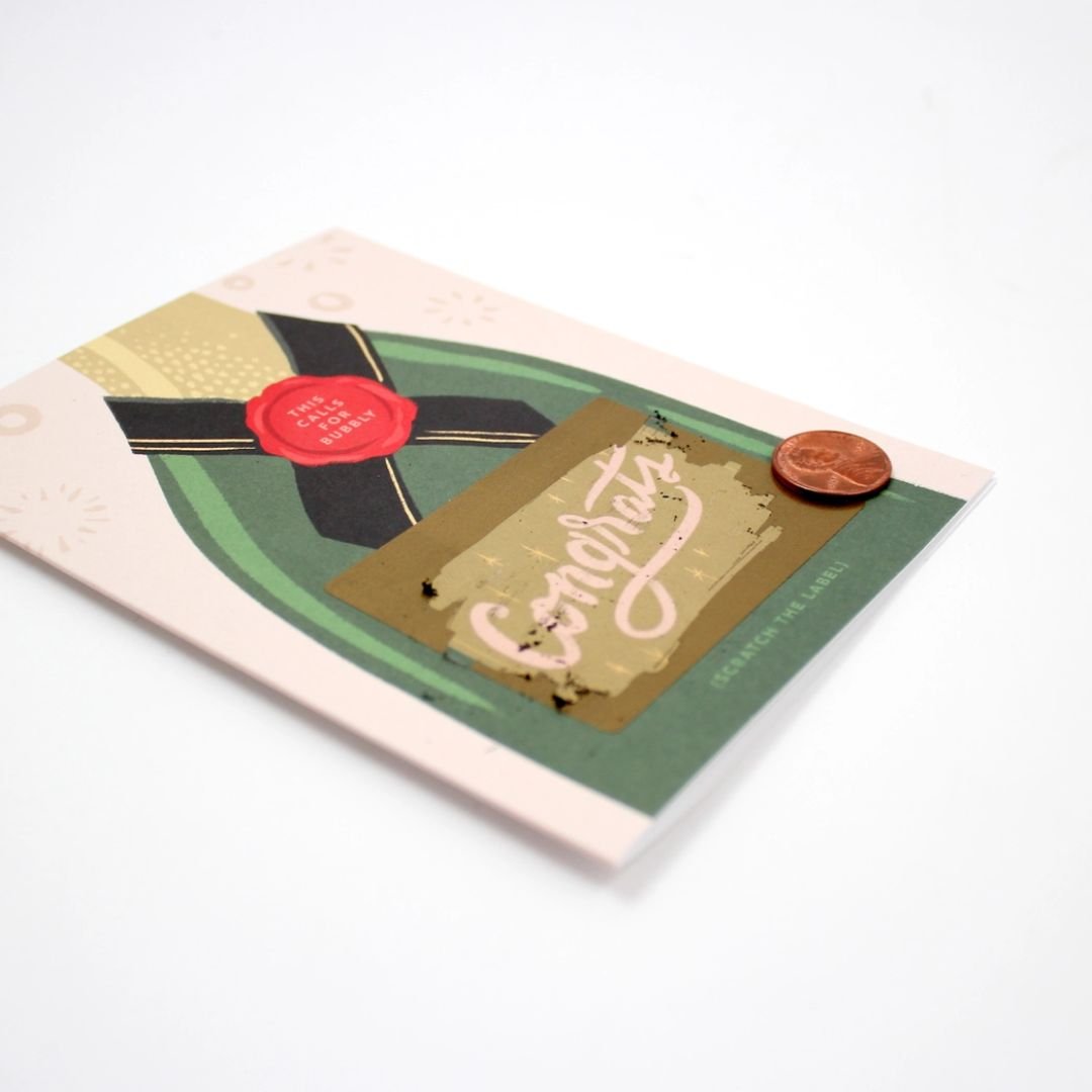 Scratch - Off Card - Bubbly Champagne - Congrats/Wedding - Wordkind Stationery Boutique