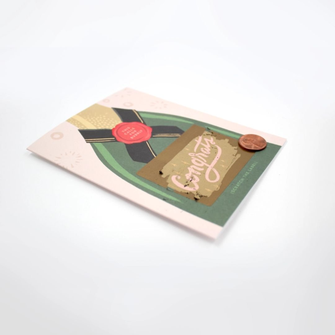Scratch - Off Card - Bubbly Champagne - Congrats/Wedding - Wordkind Stationery Boutique
