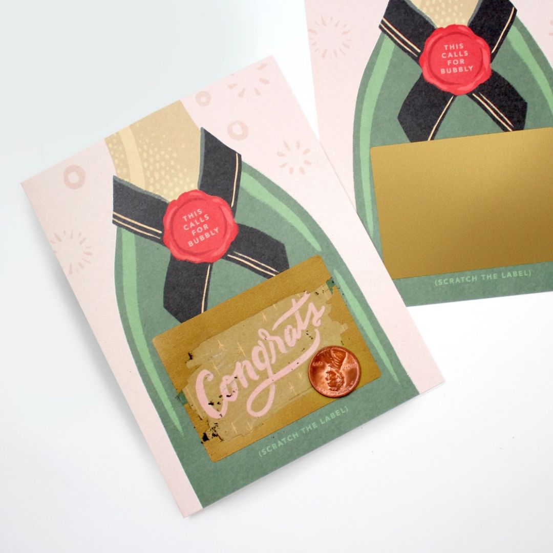 Scratch - Off Card - Bubbly Champagne - Congrats/Wedding - Wordkind Stationery Boutique