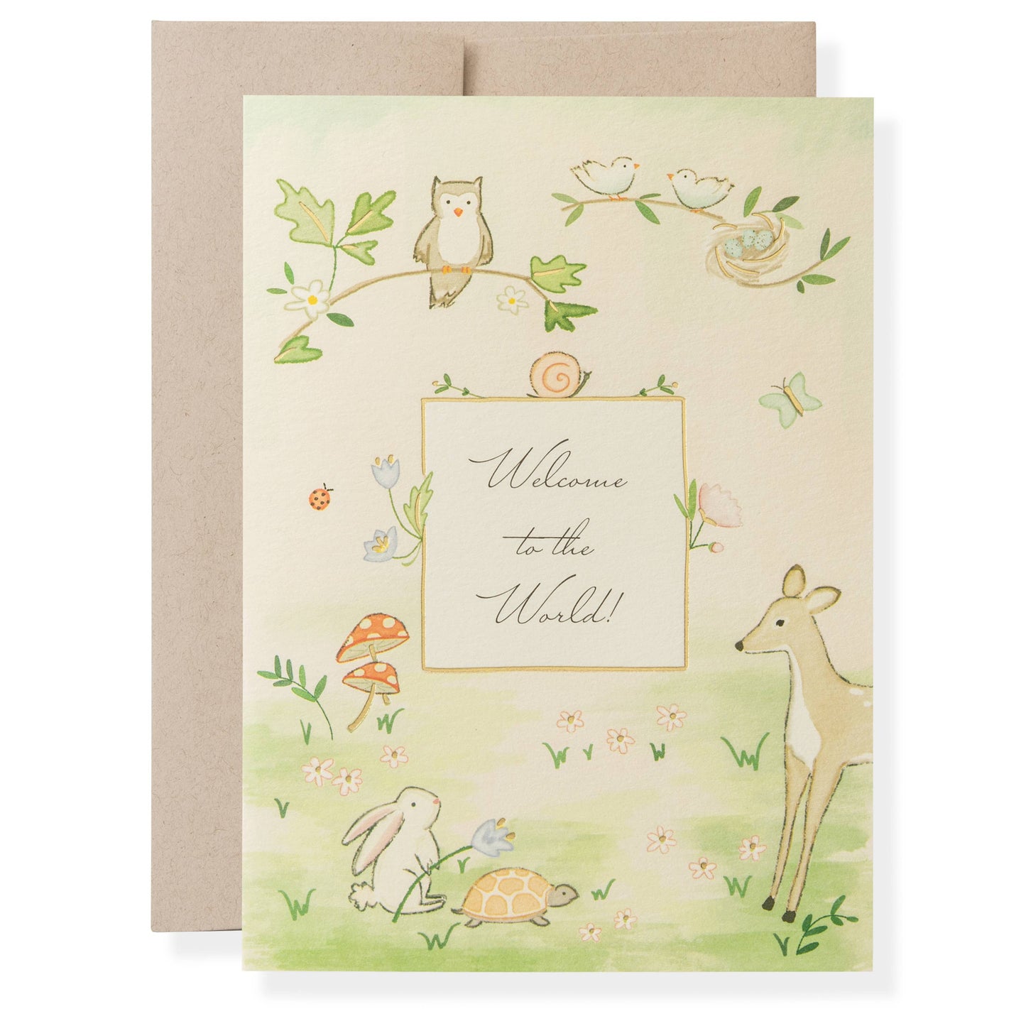 “Welcome to the World” Woodland Baby Card – Karen Adams Designs - Wordkind Stationery Boutique
