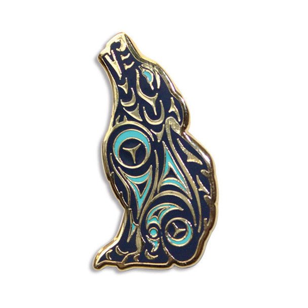 Embossed Enamel Wolf Pin by Artist Darrell Thorne - Wordkind