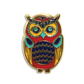 Owl Embossed Enamel Pin by Artist Simone Diamond - Wordkind