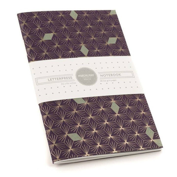 Purple Foil-Stamped Dot-Grid Letterpress Notebook - Wordkind
