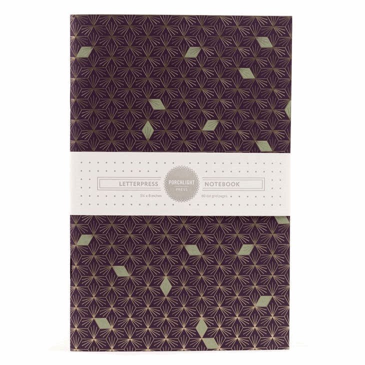 Purple Foil-Stamped Dot-Grid Letterpress Notebook - Wordkind