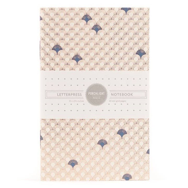 Seigaiha (Japanese Fan Pattern) Dot-Grid Letterpress Notebook with Foil Design - Wordkind