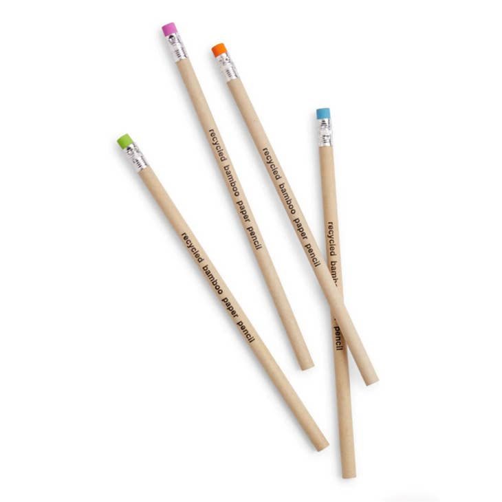 Set of Four Environmentally Friendly Recycled Bamboo Pencils - Wordkind